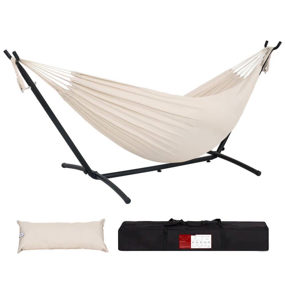 Double Cotton Hammock with 9 ft. Steel Stand Includes Carrying Case 450 lbs. Capacity Natural price history on PriceWatchPro