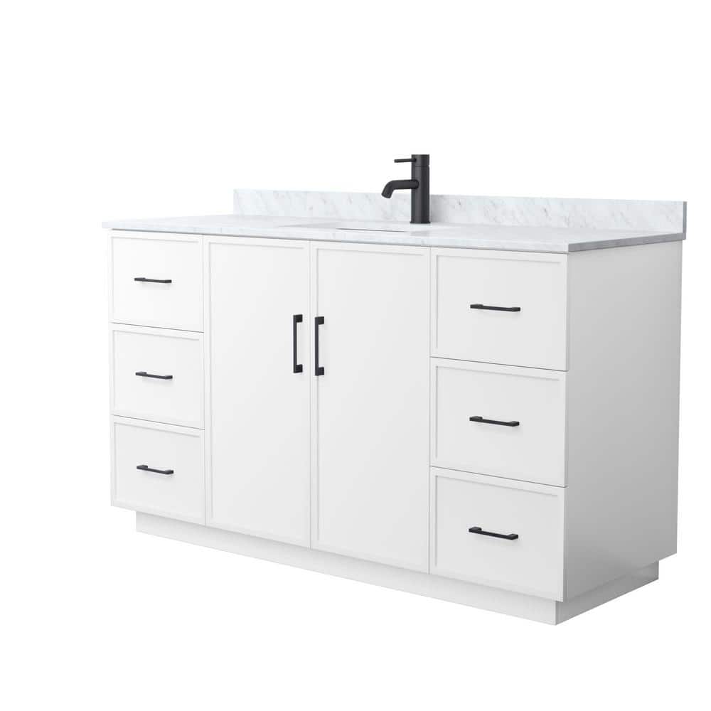 Elan TK 60 in. Single Freestanding White Bath Vanity with White Carrara Marble Top Unassembled price history on PriceWatchPro