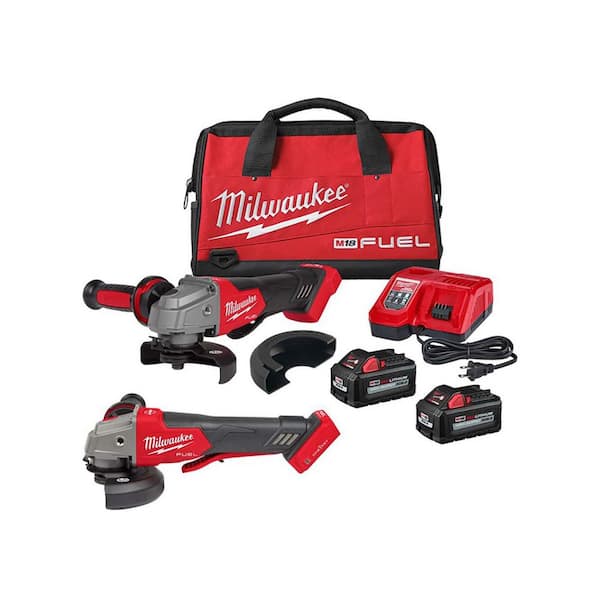 M18 FUEL 18V Lith-Ion Brushless Cordless 4-1/2 in. /5 in. Grinder Kit w/ Two 6.0 Ah Batteries & M18 Grinder