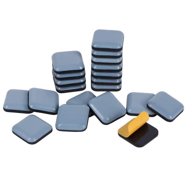20-Pack 1-Inch Square Teflon Furniture Sliders for Carpet, Tile, Hardwood Floors, Grayish Blue