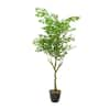 Litton Lane 61 in. H Indoor Outdoor Weeping Fig Artificial Tree with Realistic Leaves and Black Melamine Pot 041402