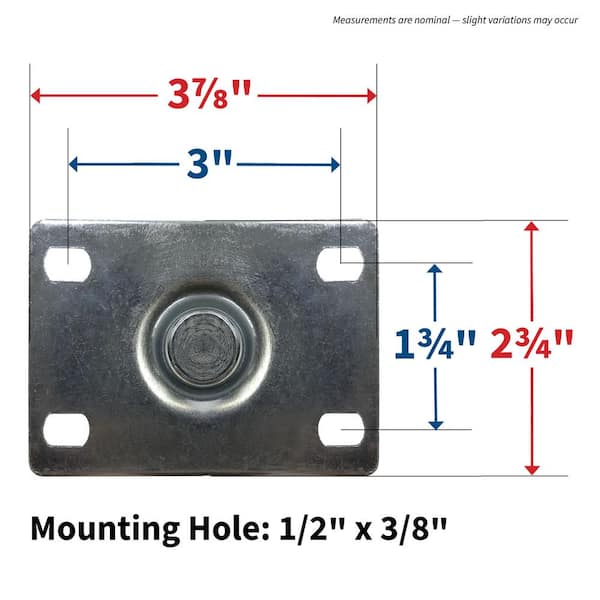 3 in. Gray Cast Iron Swivel Plate Caster with 300 lbs. Load Rating