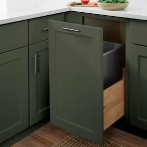 Avondale 18 in W x 24 in D x 34.5 in H Ready to Assemble Plywood Shaker Double Trash Can Kitchen Cabinet in Fern Green