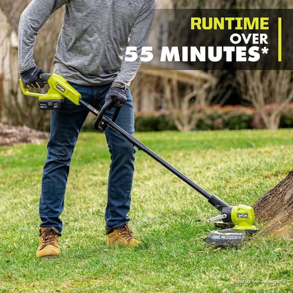 RYOBI ONE 18V Cordless Battery String Trimmer Edger and Jet Fan Blower Combo Kit 2 Tools with 4.0 Ah Battery and Charger PCLCK202K