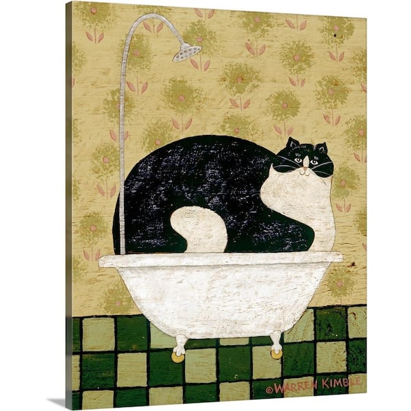 GreatBigCanvas 16 in. x 20 in. "Cat in a Hot Tin Tub" by Warren Kimble Canvas Wall Art