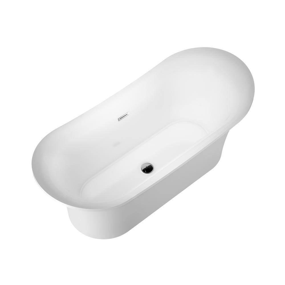 Nydia 72'' White Freestanding Acrylic Soaking Bathtub