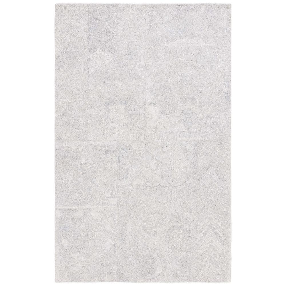 Gray Abstract Handmade Wool 6' x 9' Area Rug