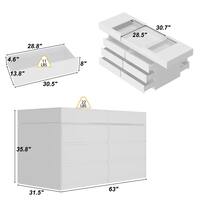 FUFU&GAGA White12-Drawers 63 in. Width Large Bedroom Dresser, Chest of Drawers with Glass Top, Openable Top Storage and 12 Drawers L-THD-020510-01+02