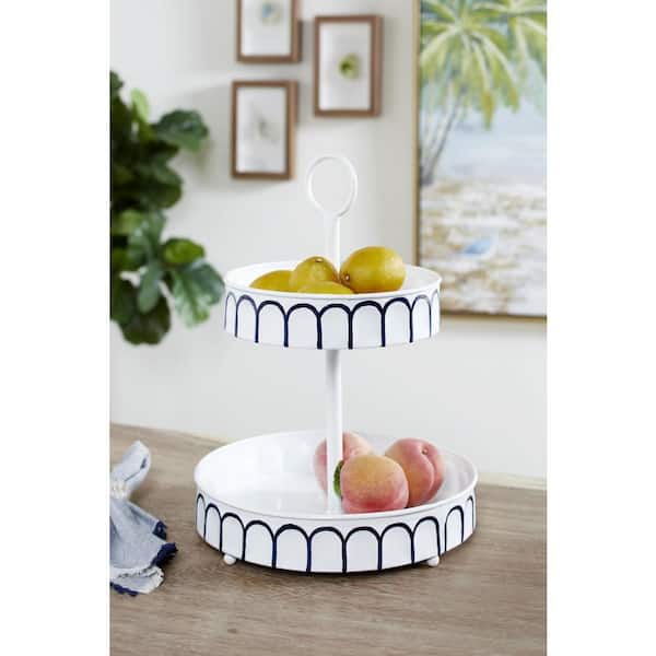 Litton Lane White Metal Farmhouse 2-tier Server