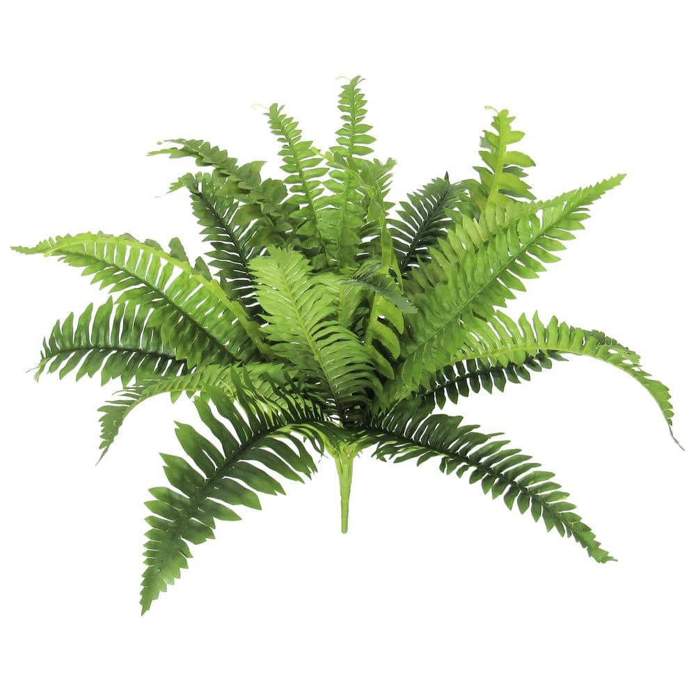 LIVING LUXURY 14 in. Artificial Boston Fern Leaf Stem Plant Greenery ...