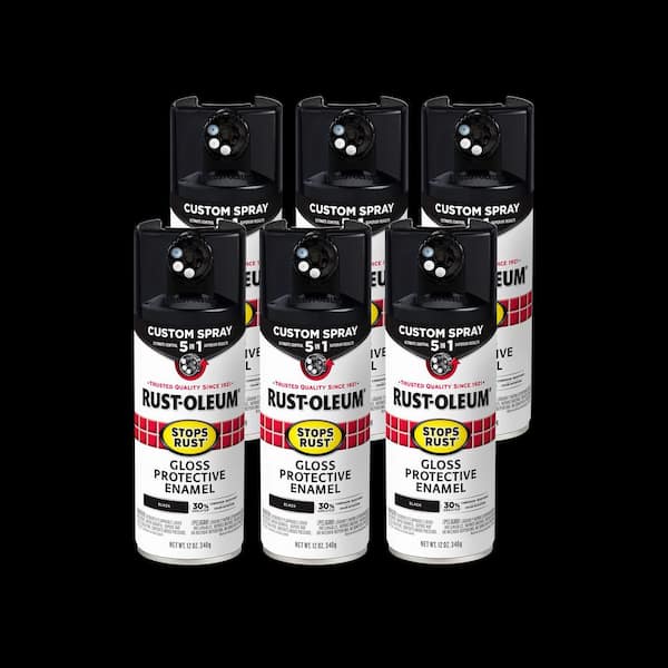 Rust-Oleum Stops Rust 12 oz. Custom Spray 5-in-1 Gloss Black Spray Paint (Case of 6)