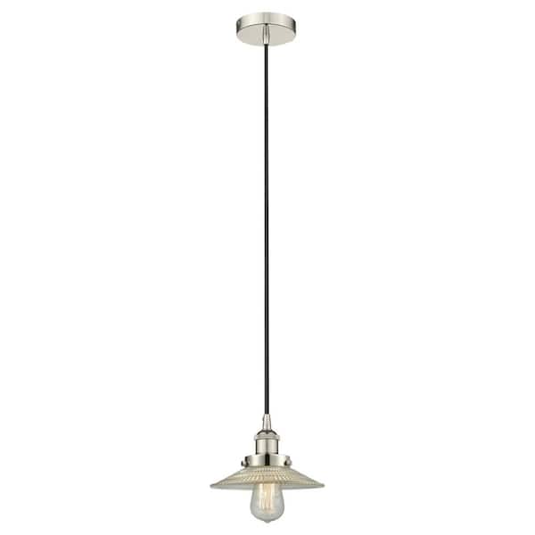 Innovations Halophane 60-Watt 1-Light Polished Nickel Standard Mini Pendant Light with Clear Glass Shade, No Bulbs Included
