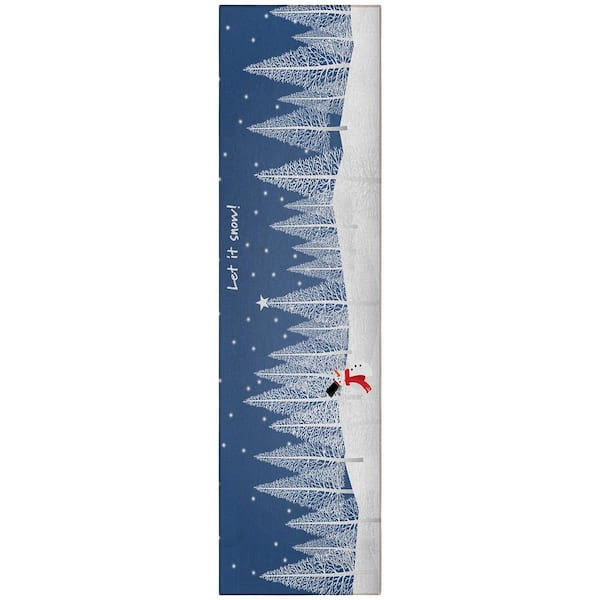 Addison Rugs Cozy Winter Blue 2 ft. 3 in. x 7 ft. 6 in. Indoor/Outdoor Washable Area Rug