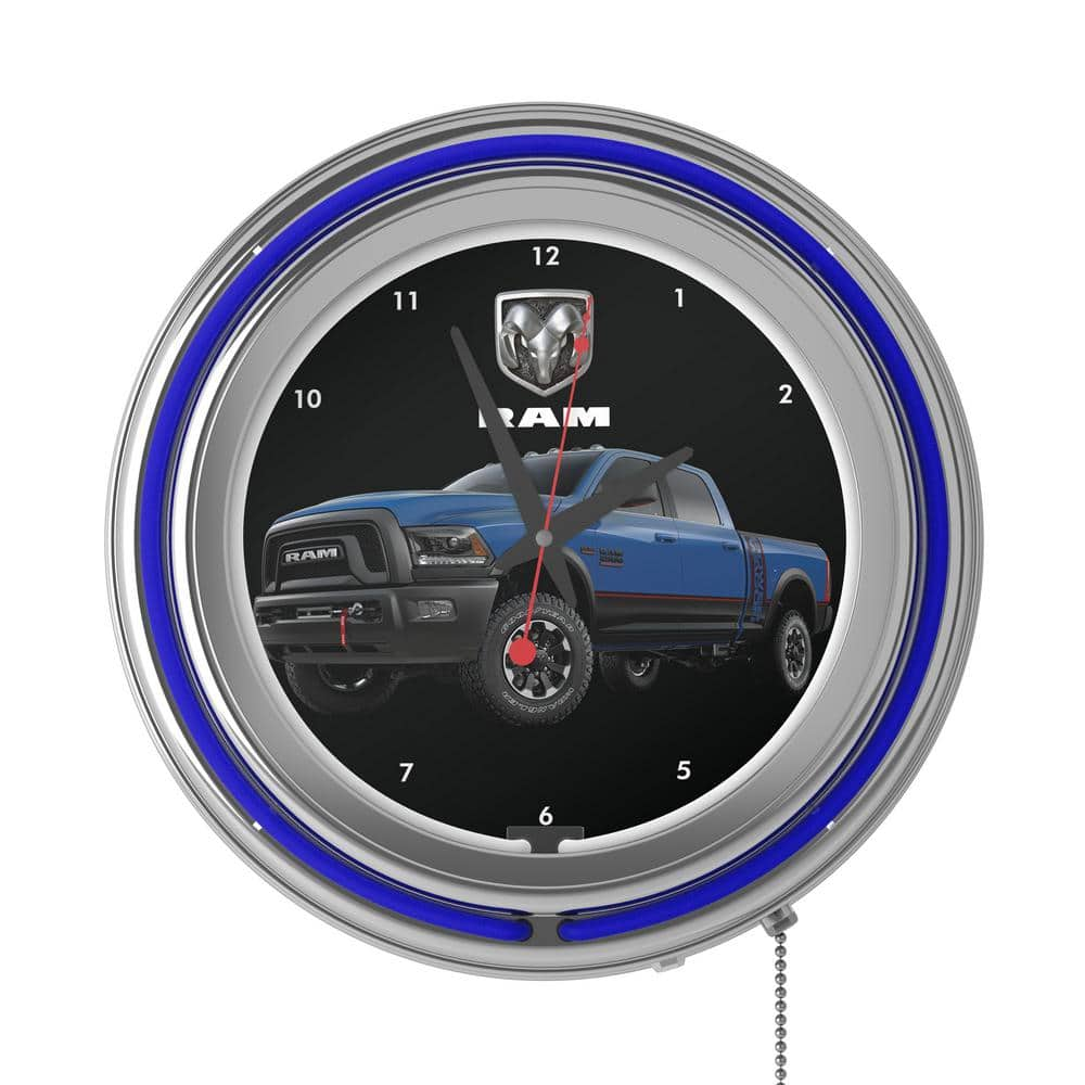 Trademark Neon Wall Clock Blue with Pull Chain-Pub Garage or Man