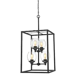 Ardleigh 4-Light Matte Black Chandelier with Clear Glass Shades