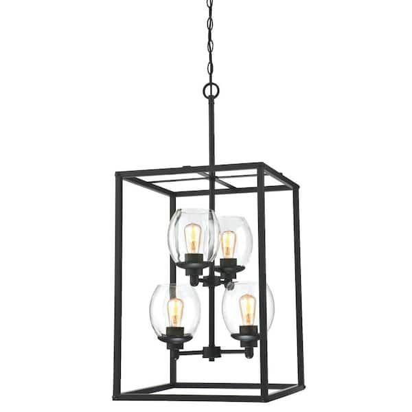 Westinghouse Ardleigh 4-Light Matte Black Chandelier with Clear Glass Shades