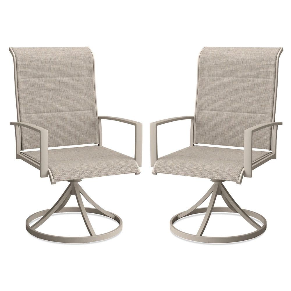 2-Piece Outdoor Patio Swivel Dining Chairs with 360° Rotation and Metal Frame in Sandshell price history on PriceWatchPro
