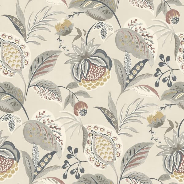 Chesapeake Bohemian Jacobean Grey Prepasted Non Woven Wallpaper Sample