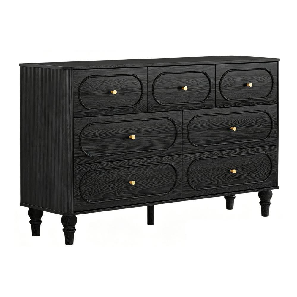 Black 7-Drawer Dresser Without Mirror, Mid-Century Wide Chest of Drawers Bedroom Storage Cabinet price history on PriceWatchPro
