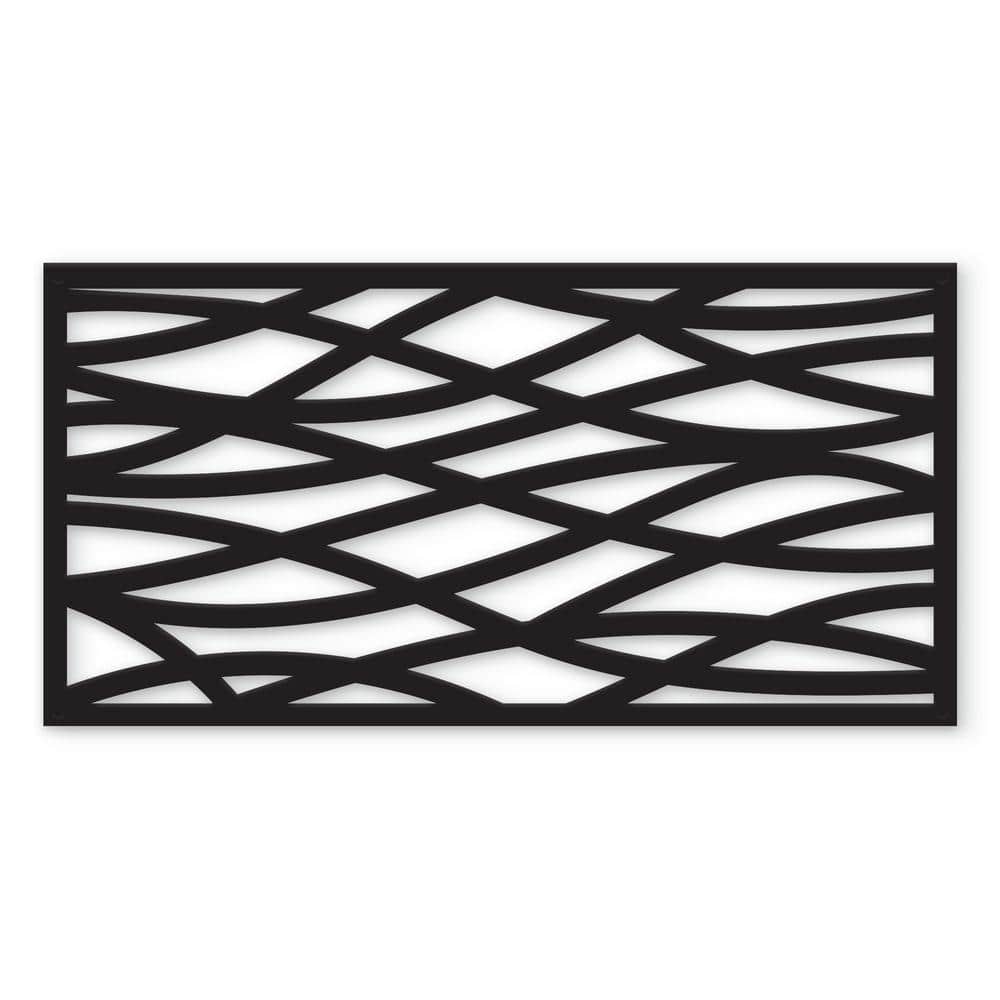 Black Polyethylene Wave Decorative Privacy Screen Panel