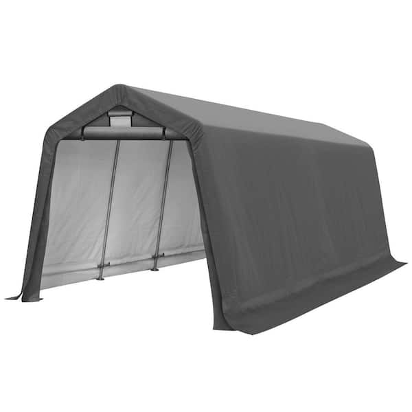 8 ft. x 14 ft. Outdoor Storage Shed-Heavy Duty Storage Shelter Tent for Bike, ATV, Motorcycle Carport, Gray