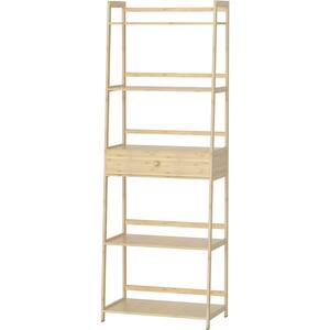 Ladder Shelf with Drawers, 5 Tier Tall Modern Open Shelf, 20.47 in. W x 11.87 in. D x 59.06 in. H