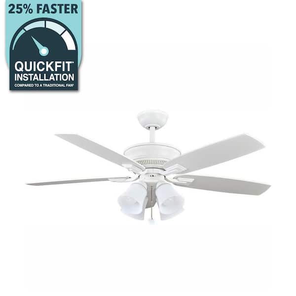 Devron 52 in. LED Indoor Matte White Ceiling Fan with Light Kit