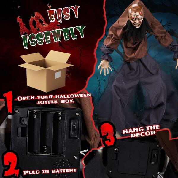 Karl home 5 FT Hanging Animated Zombie Halloween Decor with Sound