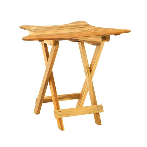 Portable Folding Side Table Square All-Weather outlet Fade-Resistant Plastic Wood Table