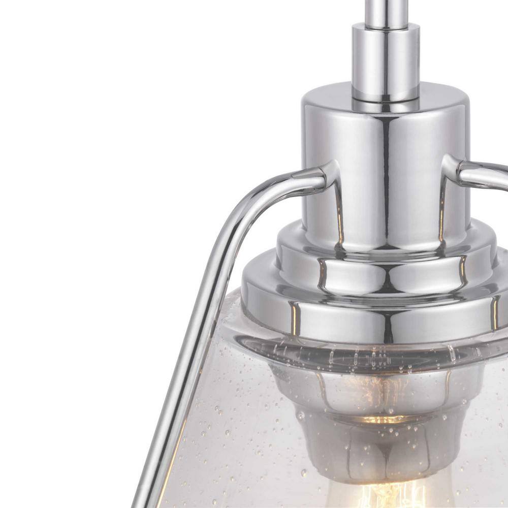 Polished Nickel 13" Pendant with Clear Seeded Glass Shade