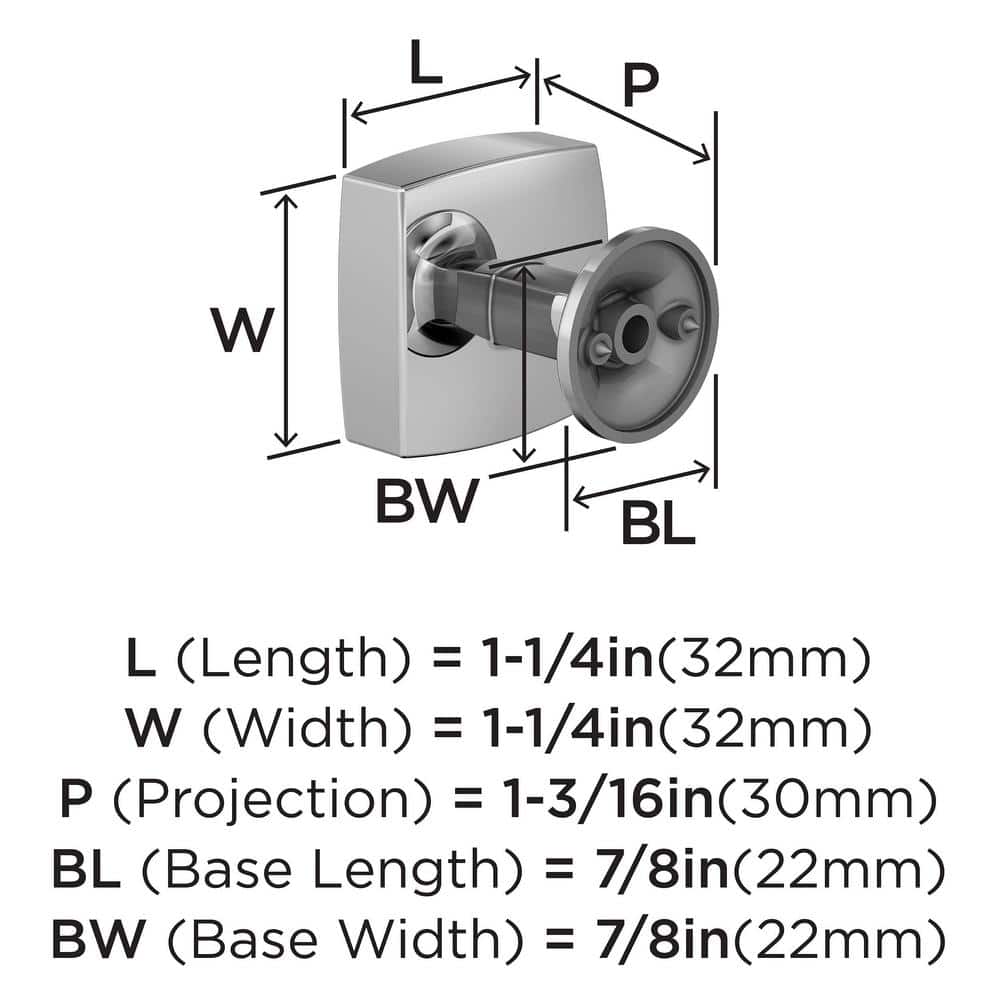 Polished Chrome Square Cabinet Knob with Mounting Hardware
