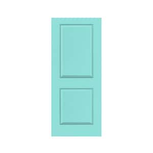 36 in. x 80 in. 2-Panel Hollow Core Mint Green Stained Composite MDF Interior Door Slab for Pocket Door