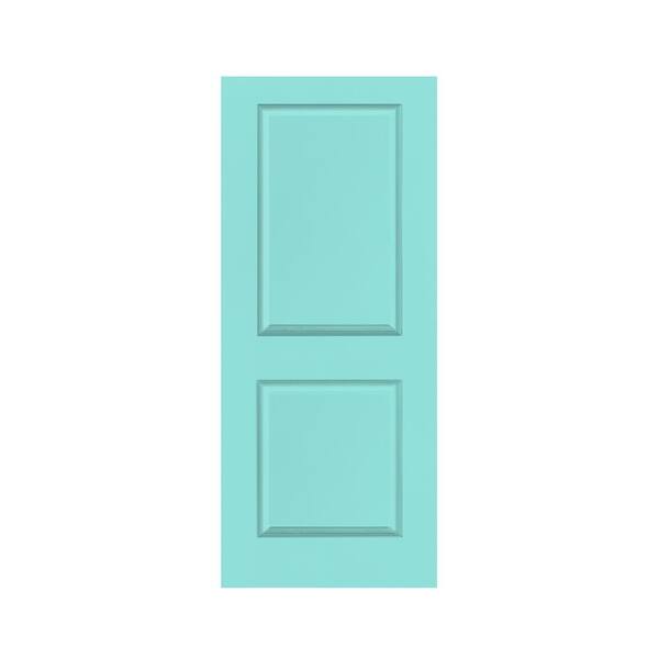 36 in. x 80 in. 2-Panel Hollow Core Mint Green Stained Composite MDF Interior Door Slab for Pocket Door