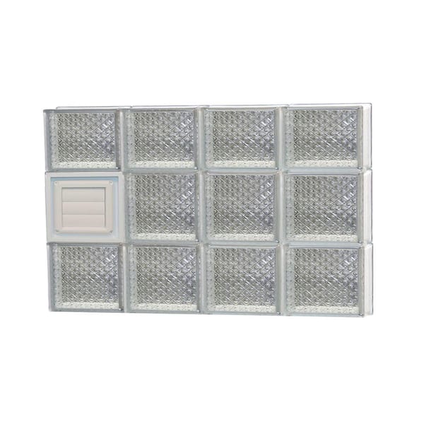 Clearly Secure 31 in. x 21.25 in. x 3.125 in. Frameless Diamond Pattern Glass Block Window with Dryer Vent