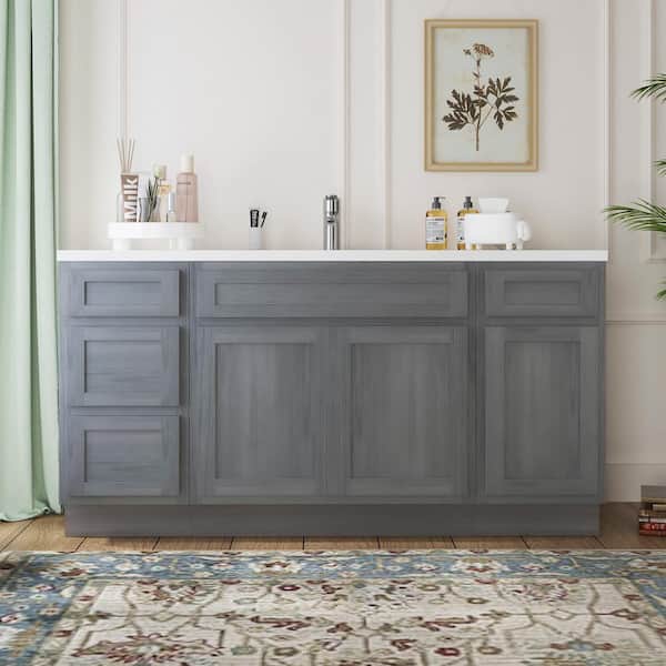 Vanity Art 69 in. W x 21 in. D x 32.5 in. H Bath Vanity Cabinet without Top in Silver