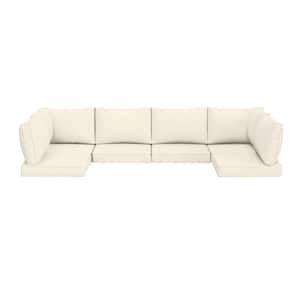 25.6 in. x 25.6 in. x 4 in. (14-Piece) Deep Seating Outdoor Sectional Cushion Corner Set Cream