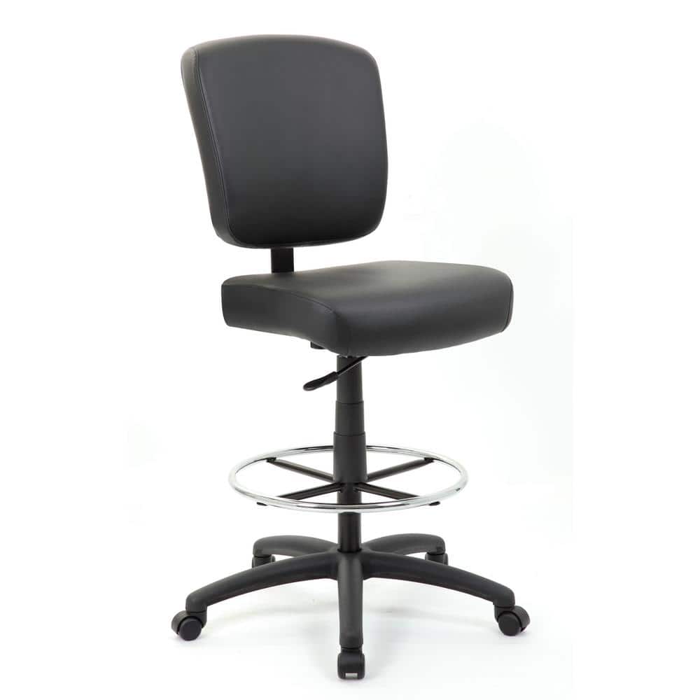 Boss Stand Up Drafting Stool with Foot Rest Black Antimicrobial Vinyl –  BossChair