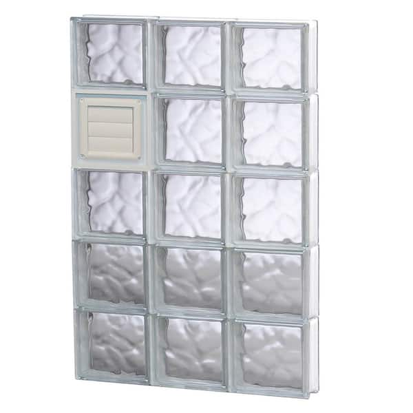 Clearly Secure 23.25 in. x 38.75 in. x 3.125 in. Frameless Wave Pattern Glass Block Window with Dryer Vent