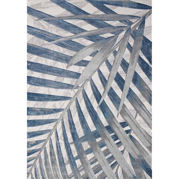 Abani Nova Blue 4 ft. x 6 ft. Abstract Polyester Area Rug