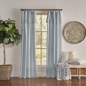 Drop Cloth Wave Blue Cotton Solid 50 in. W x 84 in. L Ring Top Light Filtering Curtain (Single Panel)