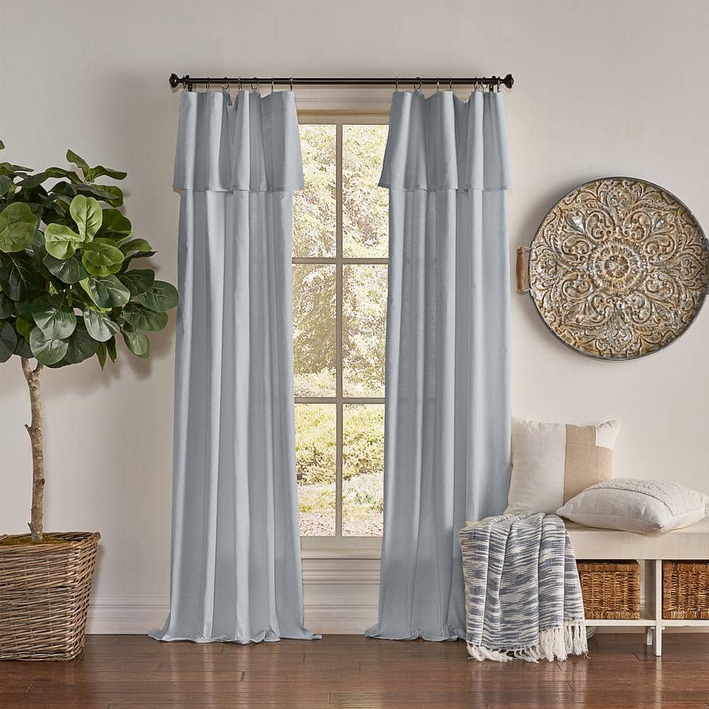 Mercantile Drop Cloth Wave Blue Cotton Solid 50 in. W x 108 in. L Ring Top Light Filtering Curtain Single Panel 28628204091 The Home Depot
