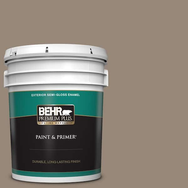 BEHR PREMIUM PLUS 5 gal. #PPU5-06A Light Truffle Semi-Gloss Enamel Exterior Paint & Primer