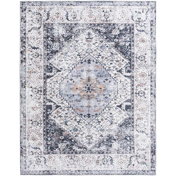 Unique Loom Yara Yash Linen Charcoal 7 ft. 10 in. x 10 ft. Area Rug
