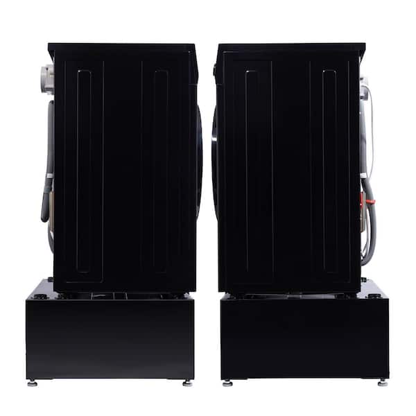 1.62 cu. ft. 110-Volt Vented/Ventless Sani Washer Dryer Combo Pet Cycle Plus Pedestal in Black