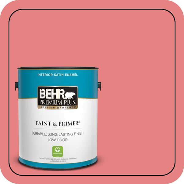 BEHR PREMIUM PLUS 1 gal. #P170-4 Sugar Poppy Satin Enamel Low Odor Interior Paint & Primer