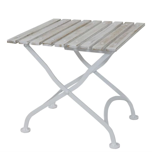 Sunnydaze 20 in. Square White European Chestnut Wood Folding Square Side Table
