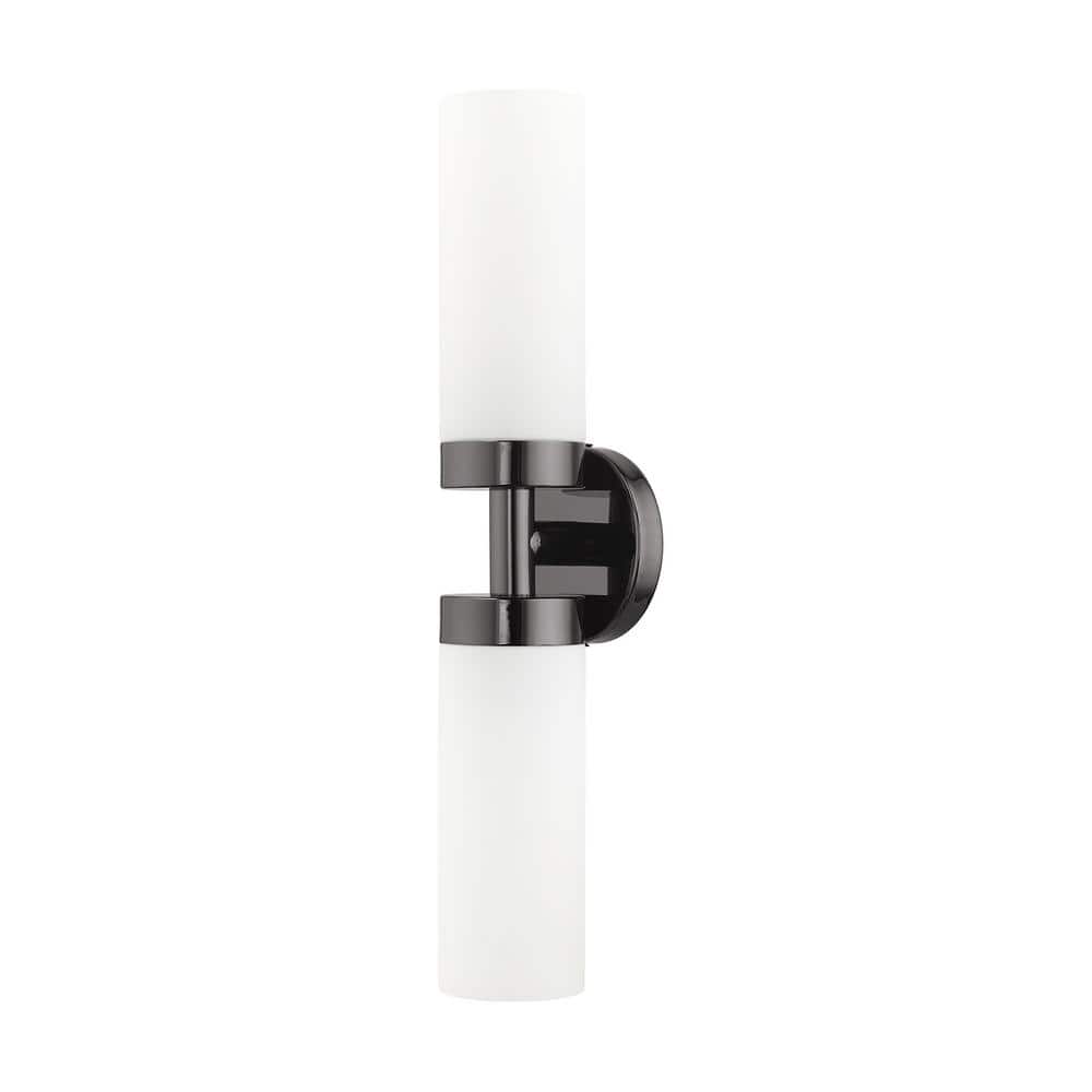 Black Chrome Dual-Light Outdoor Sconce with Satin Opal White Glass