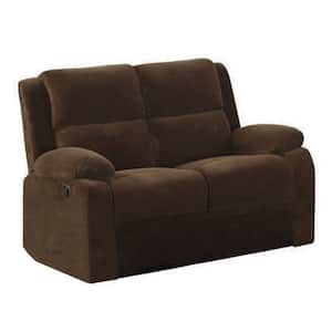 Haven 59 in. Dark Brown Microfiber 2-Seater Reclining Loveseat with Flared Arms