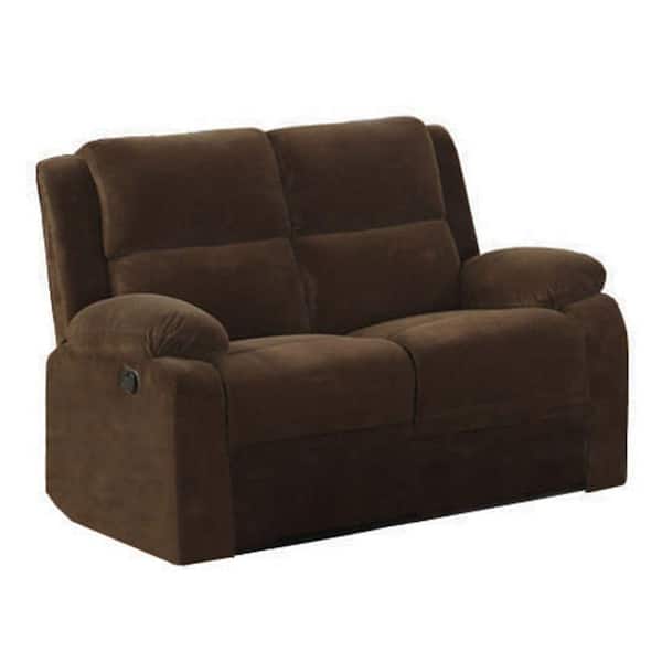 Unbranded Haven 59 in. Dark Brown Microfiber 2-Seater Reclining Loveseat with Flared Arms