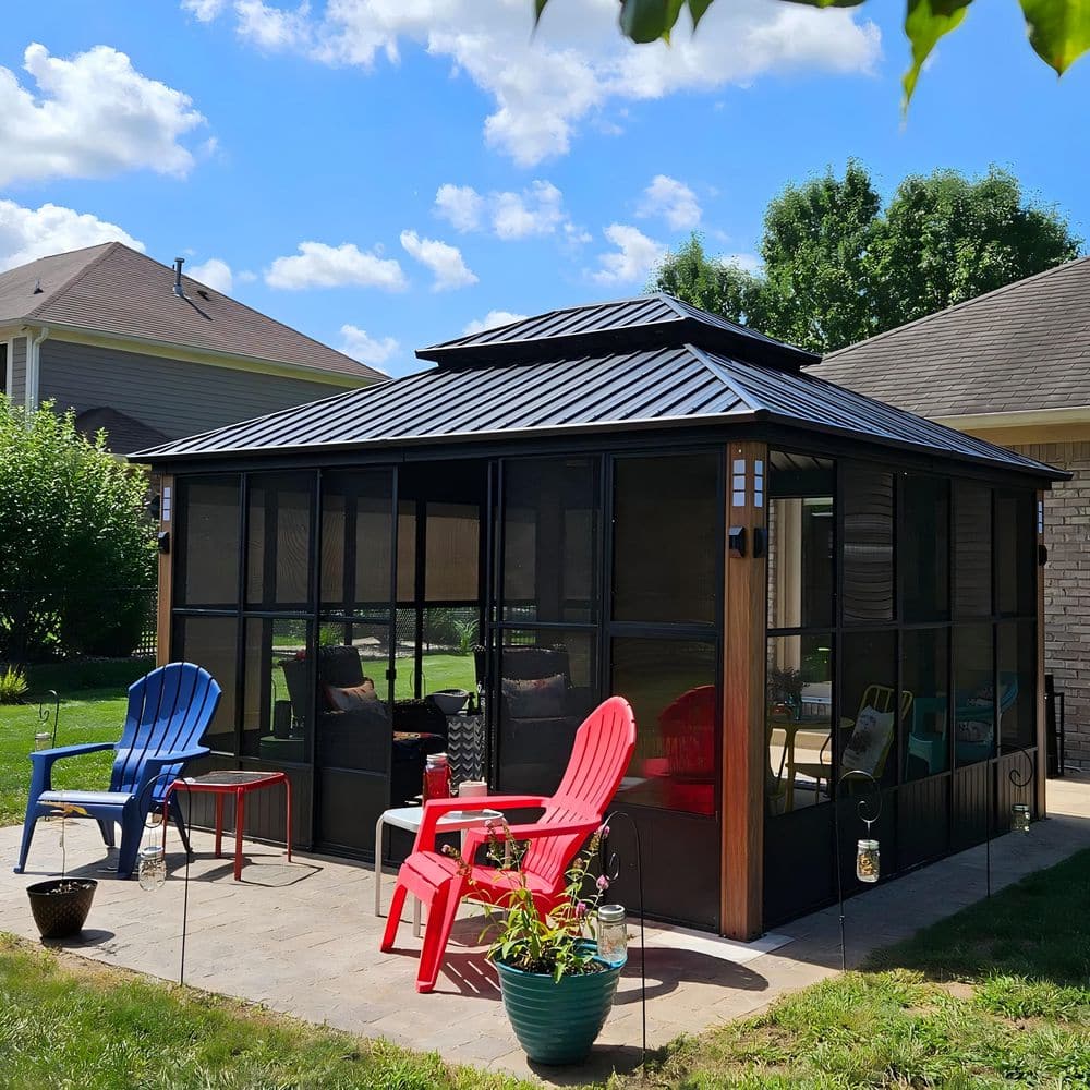 PURPLE LEAF 12ft. x 14ft. Sunroom Hardtop Gazebo Solarium